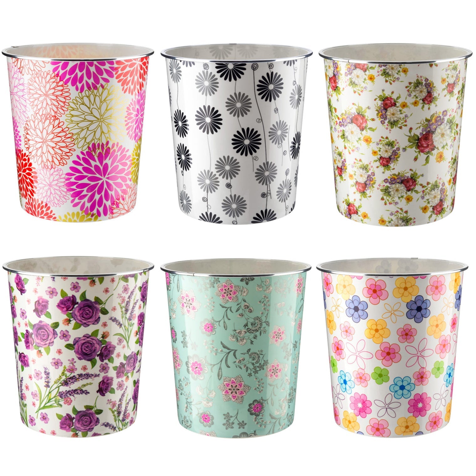 Home+ 63108 Plastic Waste Paper Bin - Various Floral Designs - Premium Waste Paper Bins from Zoom Imports - Just $1.99! Shop now at W Hurst & Son (IW) Ltd