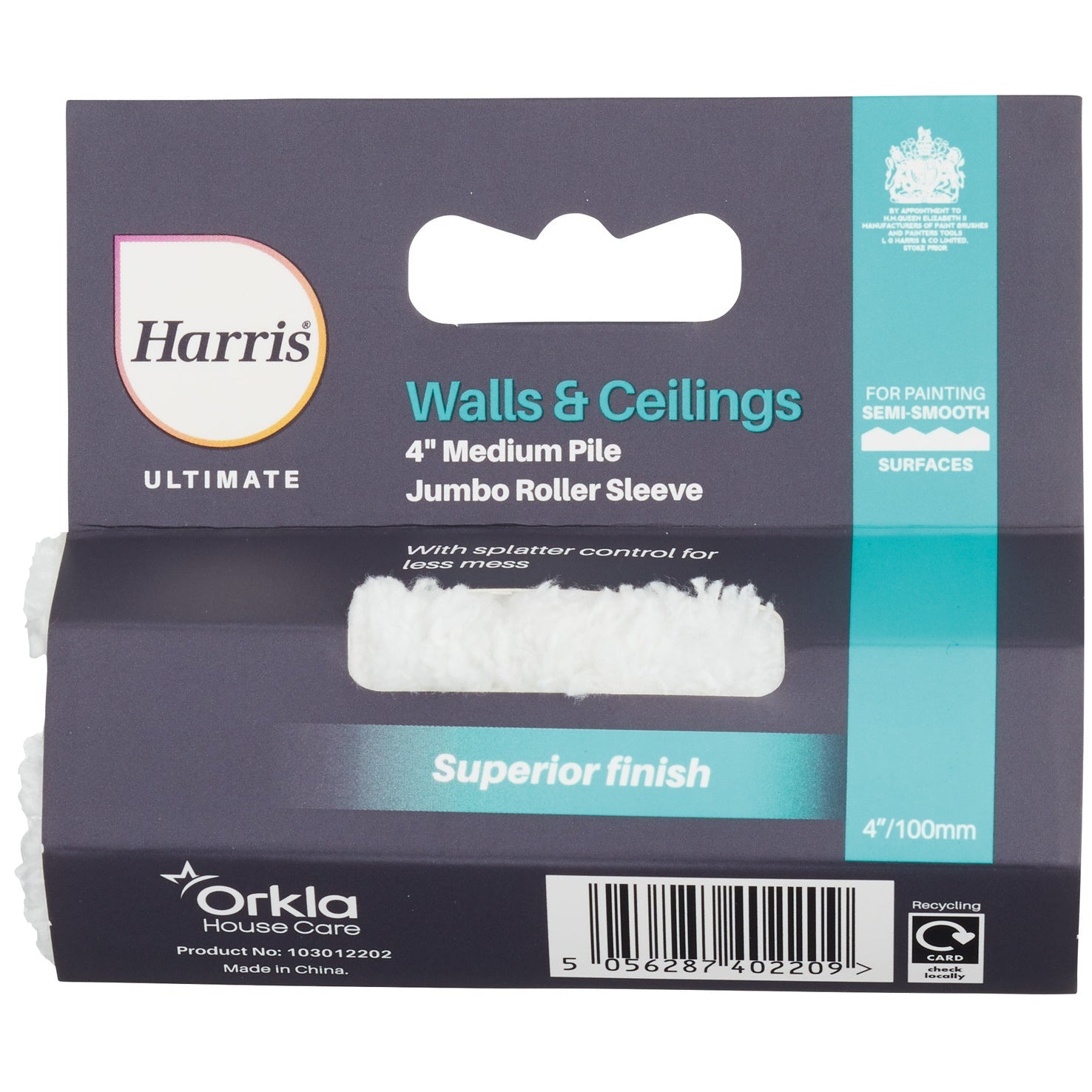 Harris Ultimate 103012202 Walls & Ceilings 4" Medium Pile Jumbo Roller Sleeve - Premium Rollers from HARRIS - Just $1.2! Shop now at W Hurst & Son (IW) Ltd