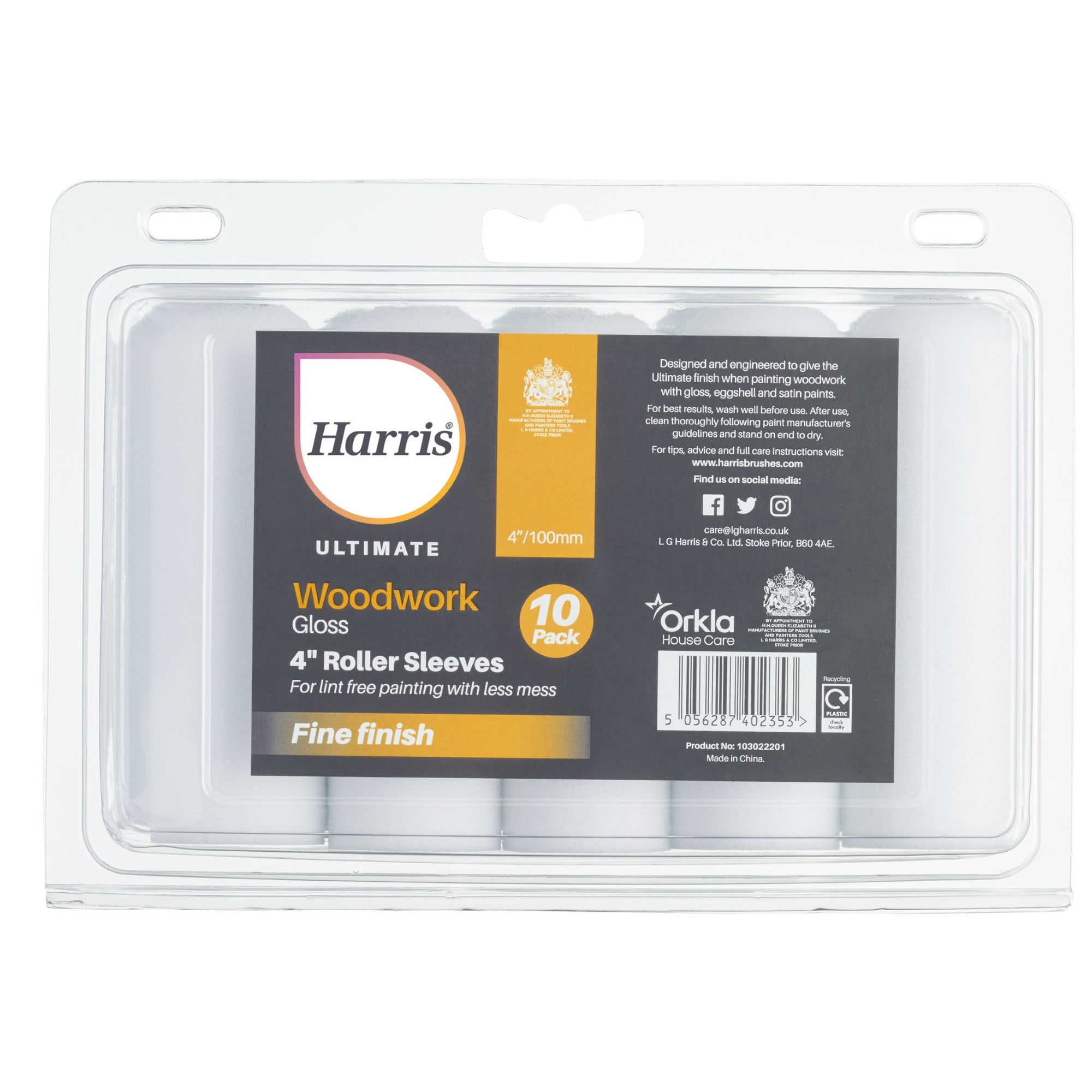 Harris Ultimate 103022201 Woodwork Gloss 4" Roller Sleeves Pkt10 - Premium Rollers from HARRIS - Just $9.8! Shop now at W Hurst & Son (IW) Ltd