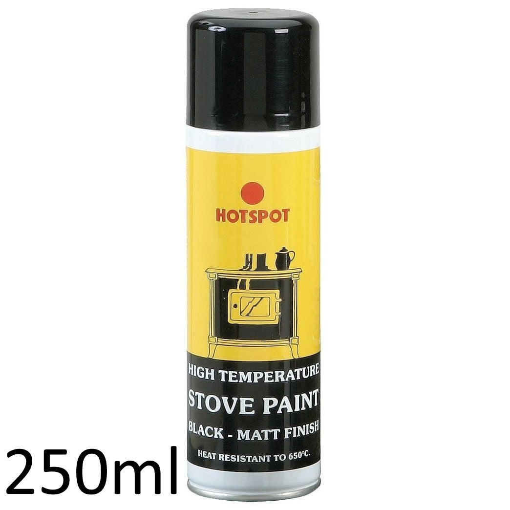 ** Hotspot High Temperature Black Stove Paint Aerosol - Various Sizes 250ml - 0011 Fireplace Consumables HOTSPOT Brand_Hotspot Collections_Solid Fuel Heating & Accs. Hotspot iowonly Manor Manor Reproductions Not Google Product Type_Fireplace Consumables Restricted Solid Fuel Heating & Accs.