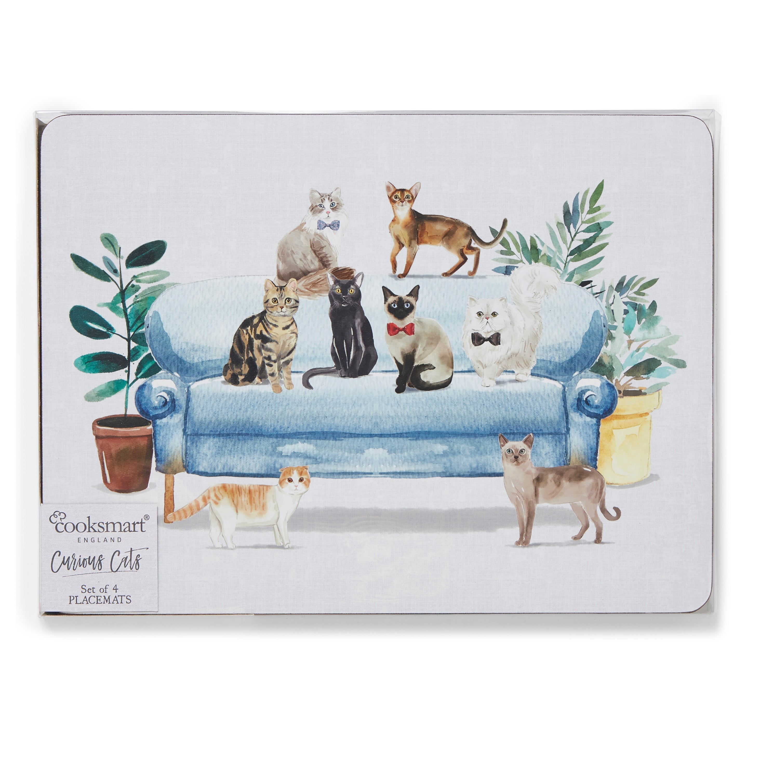 Cooksmart 1734 Placemats Set of 4 - Curious Cats - Premium Table Mats from City Look Imports - Just $11.5! Shop now at W Hurst & Son (IW) Ltd