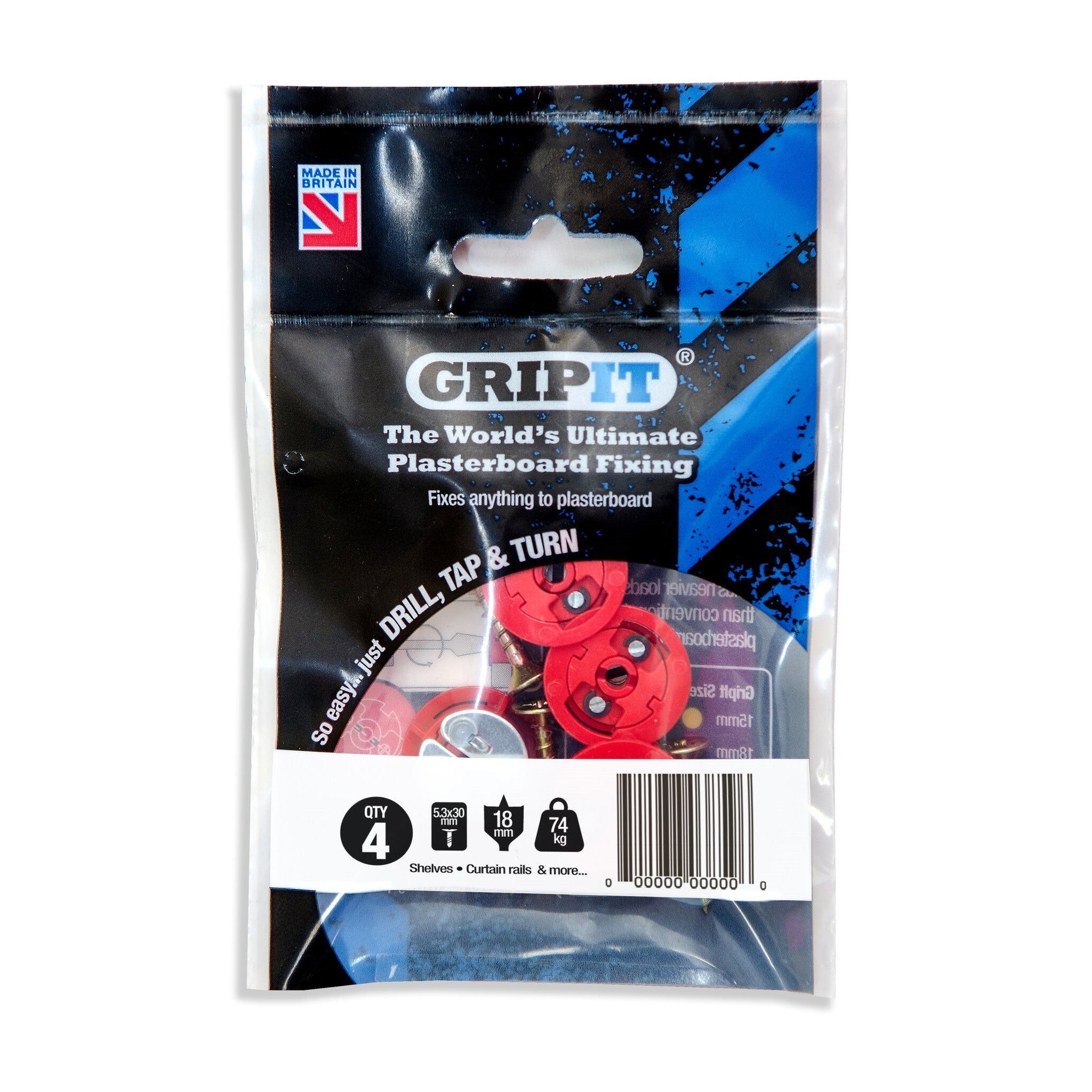Gripit 182-254 Plasterboard Fixing Pkt4 Red - Premium Wall Plugs from Gripit Fixings - Just $3.95! Shop now at W Hurst & Son (IW) Ltd