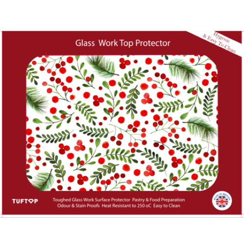 Tuftop SG3040CHB Glass Worktop Protector Medium - Christmas Berries - Premium D from STOW GREEN - Just $9.95! Shop now at W Hurst & Son (IW) Ltd
