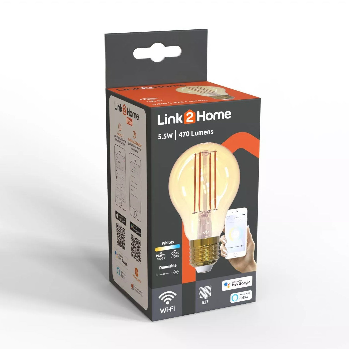 Link2Home L2HFE276W E27 Wi-Fi LED filament lamp - Premium Smart Lamps from Link2Home - Just $11.99! Shop now at W Hurst & Son (IW) Ltd