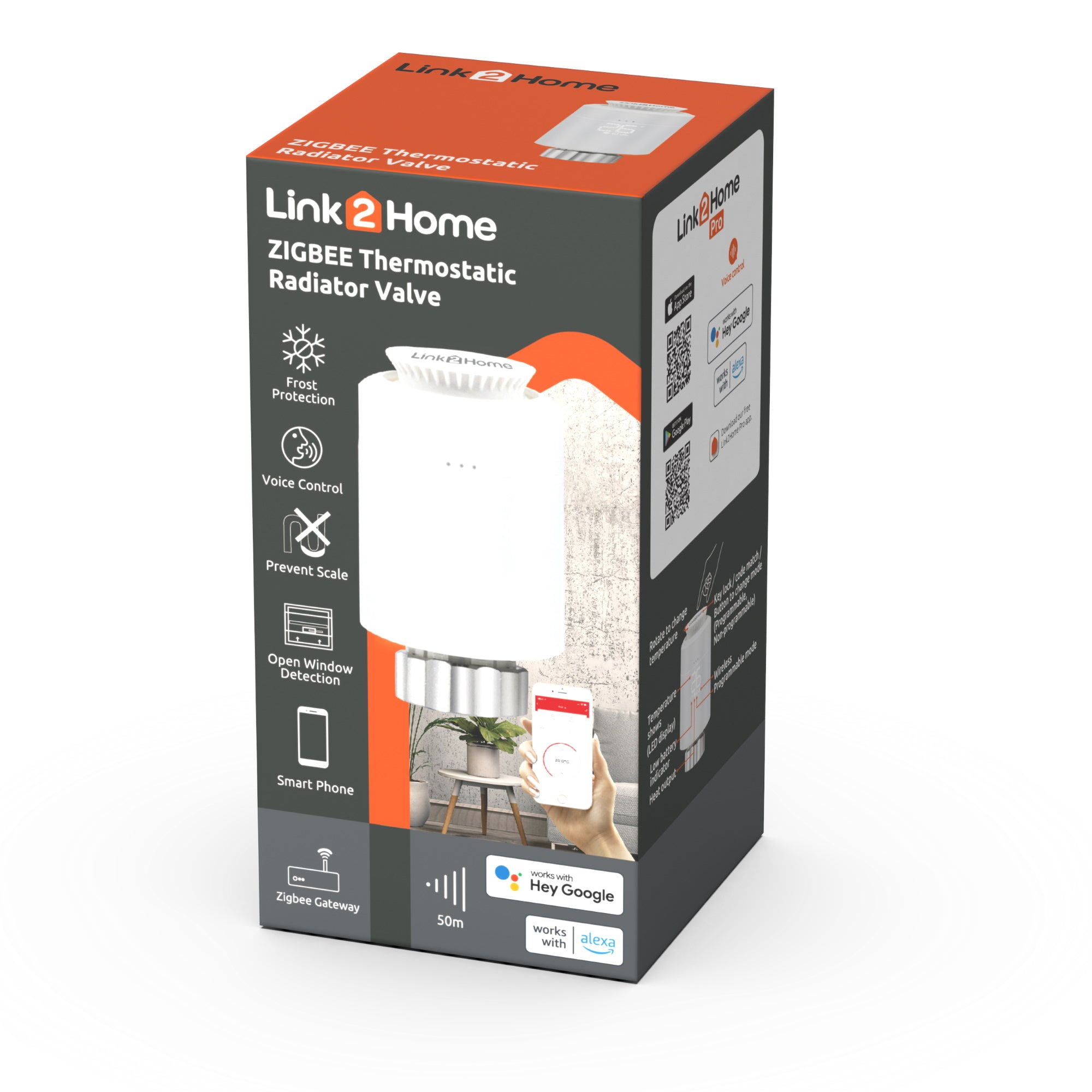 Link2Home L2H-TRVZGE Zigbee Thermostatic Radiator Valve Smart Link2Home Brand_Link2Home Collections_Heating Controls Electrical Energy Energy Save Feb22 Google Product Heating / Cooling Link2Home Mark.Williams Moneysaving More Energy Saving Products Product Type_Smart Save me money