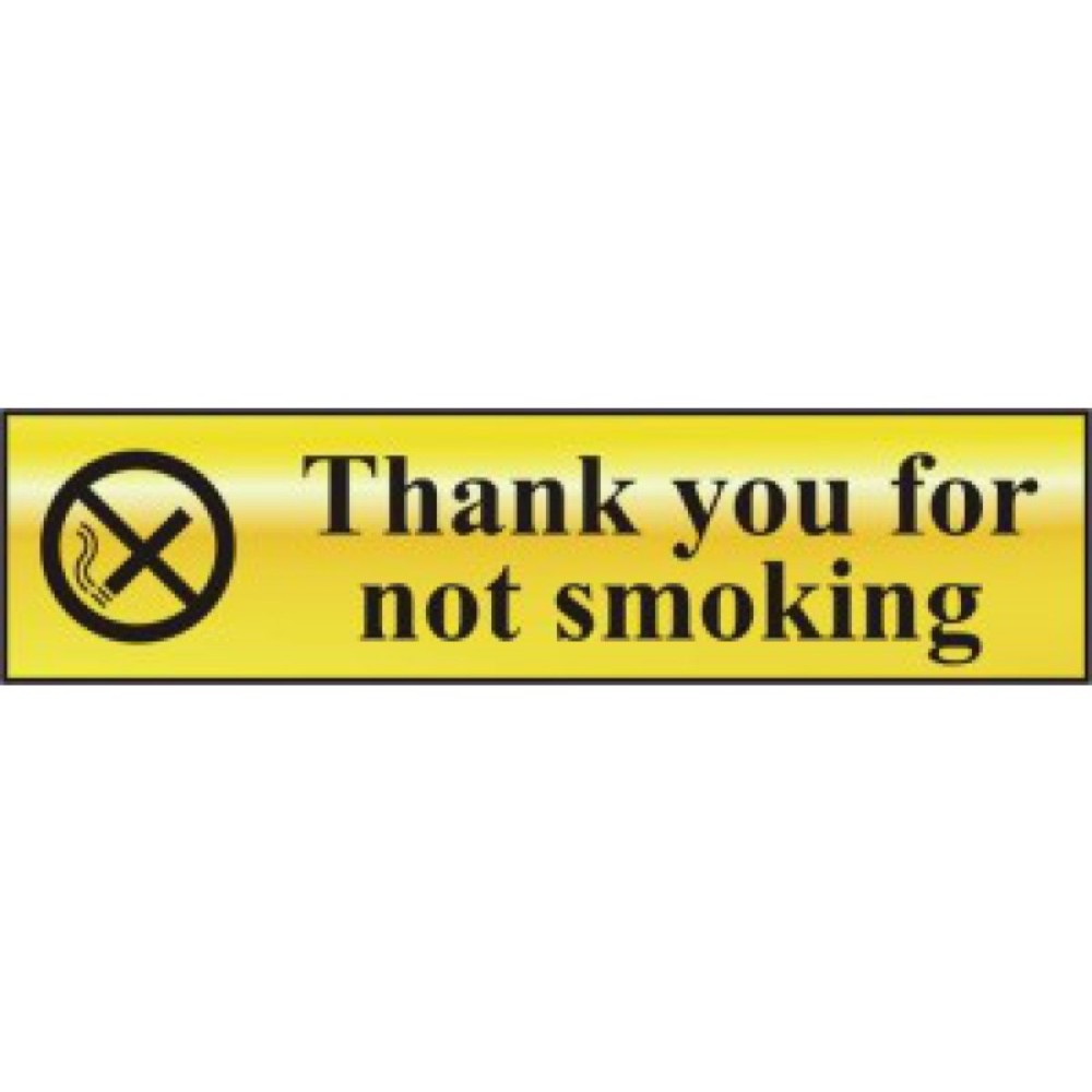 Centurion 6001 Thank You For Not Smoking Gold Sign - 200 x 50 - Premium Signs / Numbers from Centurion - Just $3.4! Shop now at W Hurst & Son (IW) Ltd
