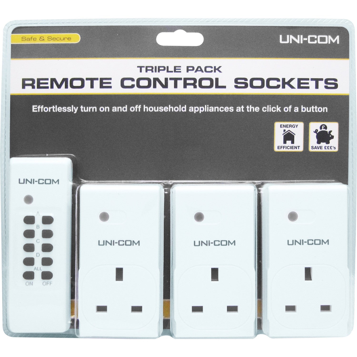 Uni-Com 63810 Remote Control Sockets - Triple Pack - Premium Plug Adaptors Etc. from Uni-Com - Just $19.99! Shop now at W Hurst & Son (IW) Ltd