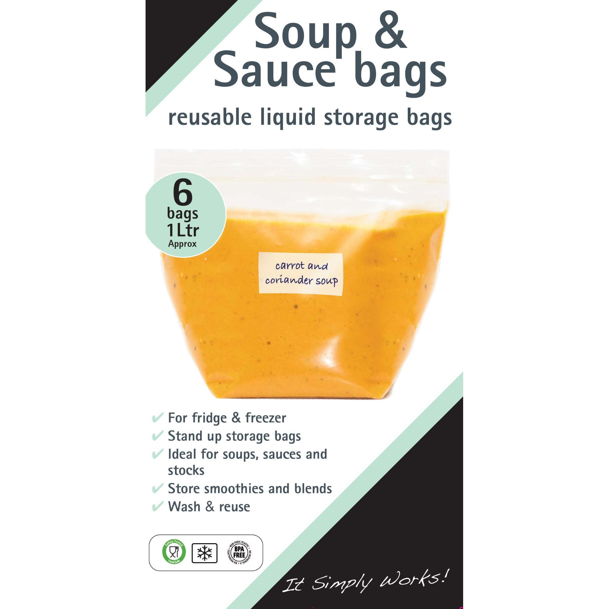 Planit SSBS6W Soup & Sauce Bags 1Ltr - Pack of 6 Bags - Premium Food Storage from Planit Products Ltd - Just $1.25! Shop now at W Hurst & Son (IW) Ltd