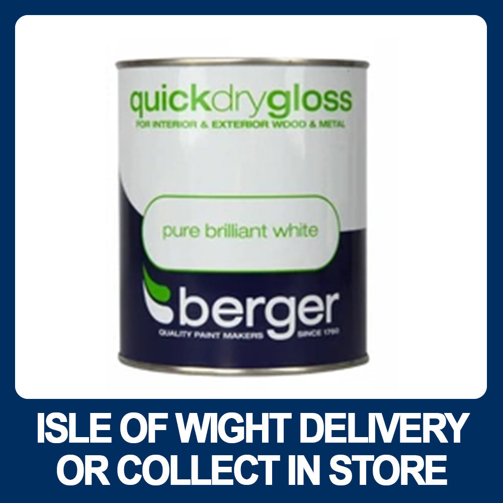 Berger Quick Dry Gloss Pure Brilliant White - 750ml - Premium Gloss from Berger - Just $10.99! Shop now at W Hurst & Son (IW) Ltd