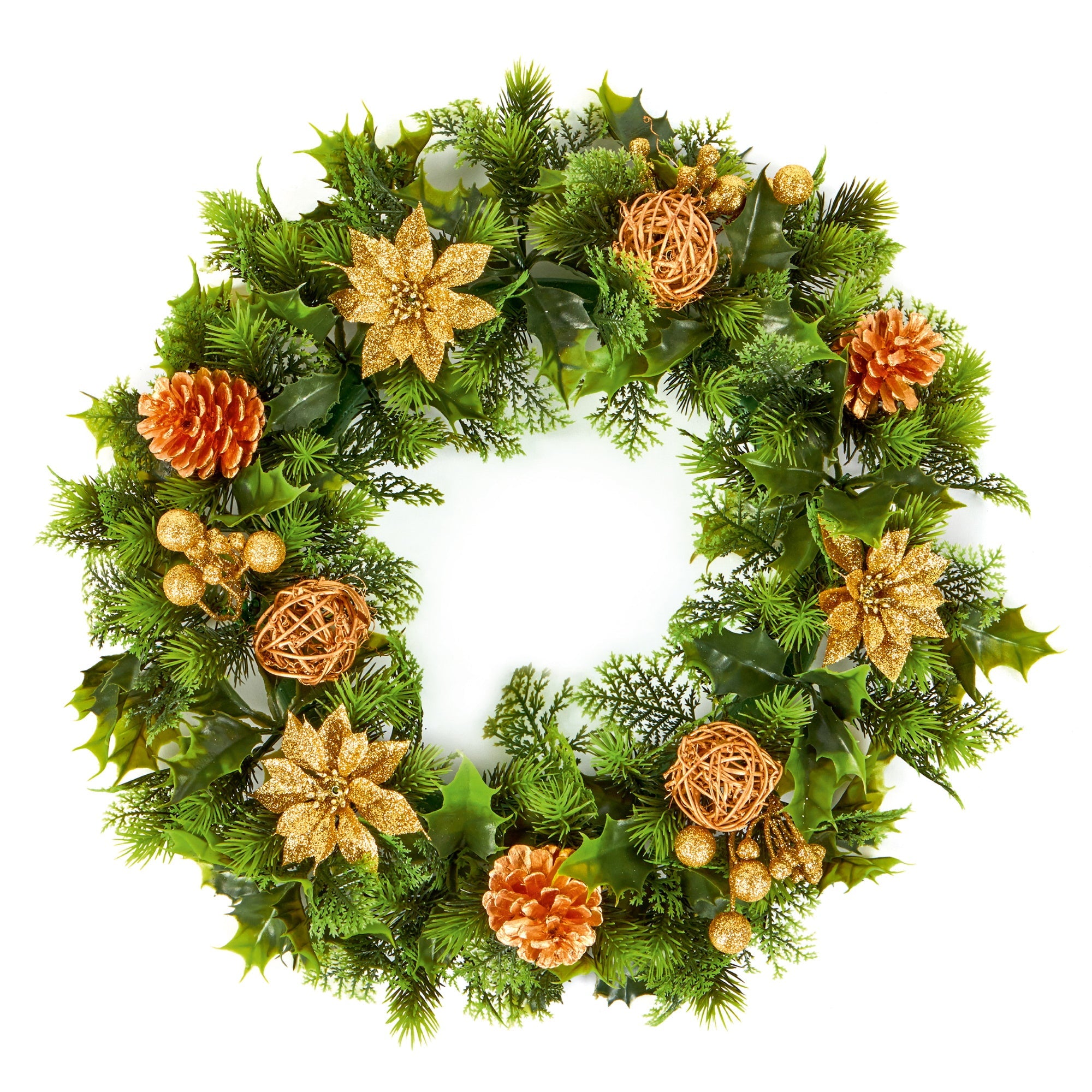 The Tree Company DF187067 Poinsettia Wreath Gold 45cm - Premium Wreaths from Premier Decorations - Just $10.5! Shop now at W Hurst & Son (IW) Ltd