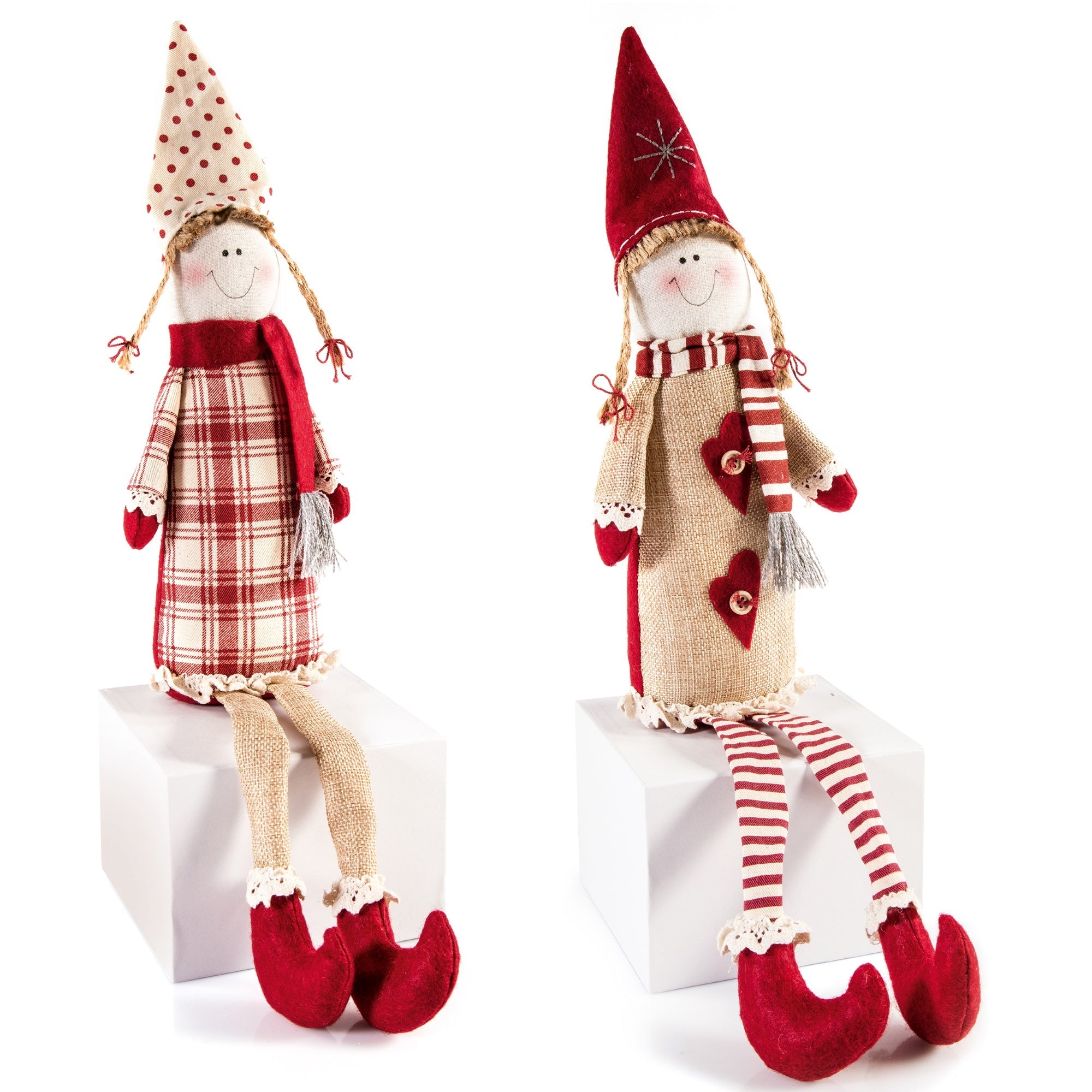 Accents PL21119 Sitting Girl with Country Fabric Dress 54cm - Various Colours - Premium Christmas Decorations from Premier Decorations - Just $9.95! Shop now at W Hurst & Son (IW) Ltd