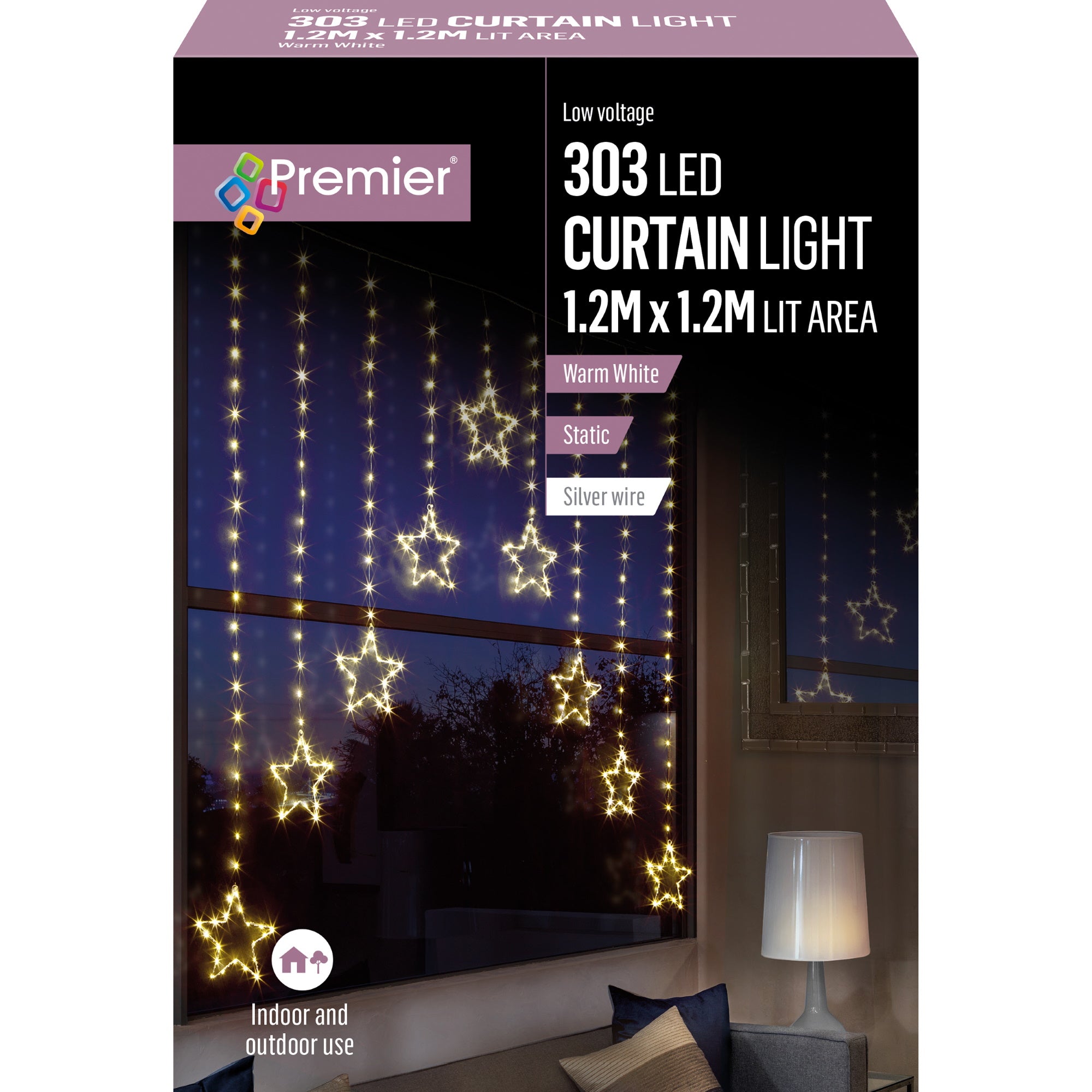 Premier LV201145WW Star Curtain Light Warm White 303 LED - Premium Christmas Lights from Premier Decorations - Just $29.99! Shop now at W Hurst & Son (IW) Ltd