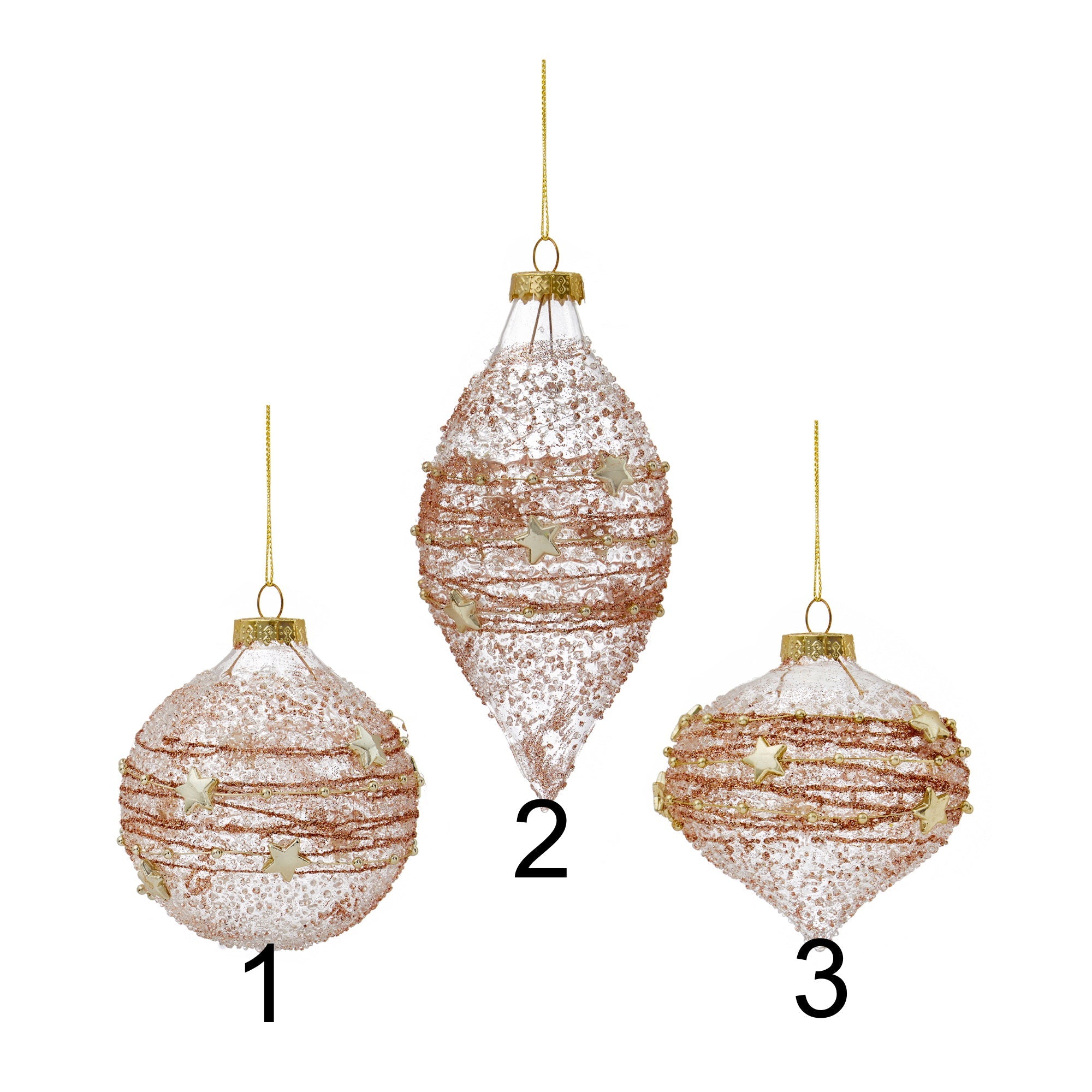 Premier G176132RGD Rose Gold Star Onion Drop Bauble Various