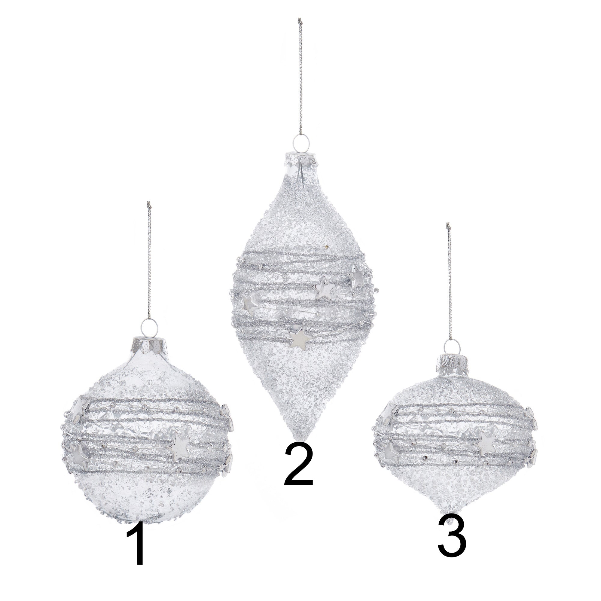 Premier G176132S Silver Star Onion Drop Bauble Various Designs