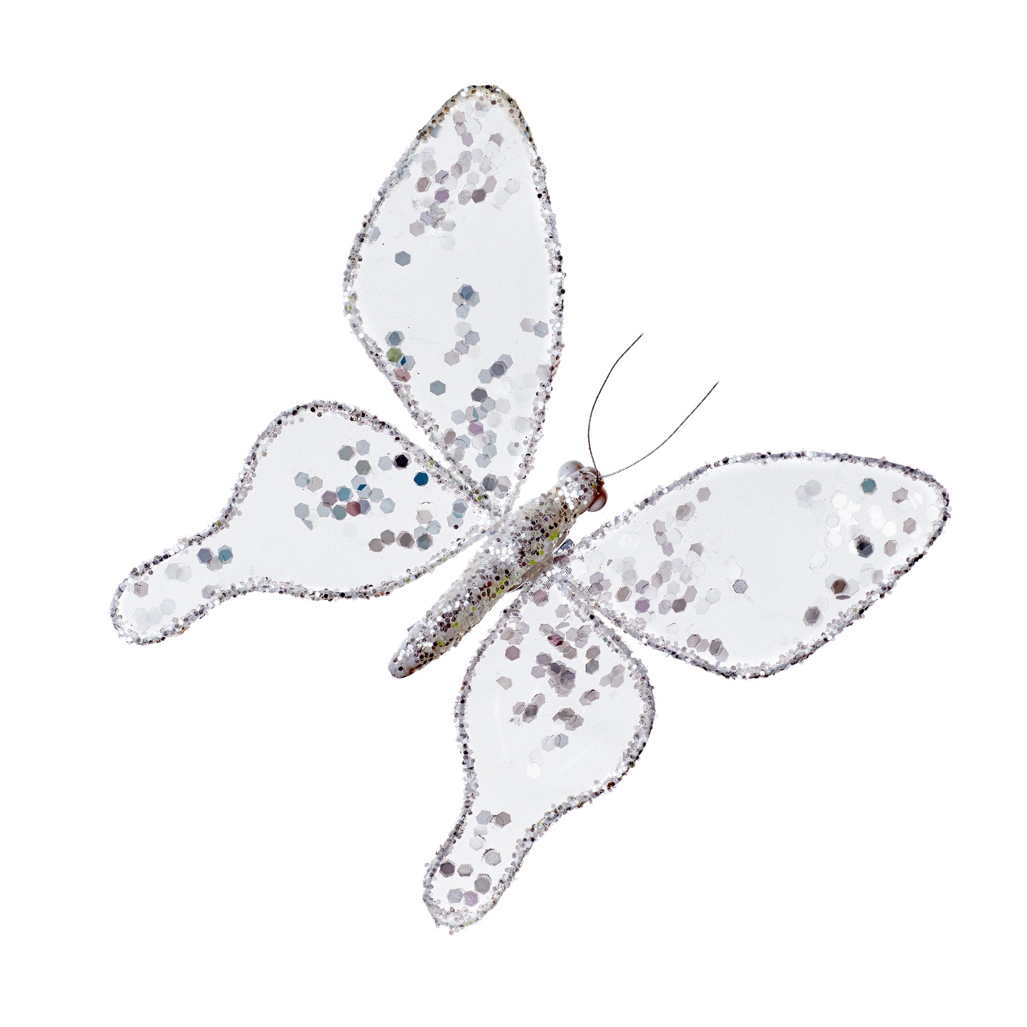 Premier TD205364W Voile Butterfly Sequins Clip - White - Premium Christmas Decorations from Premier Decorations - Just $2.99! Shop now at W Hurst & Son (IW) Ltd