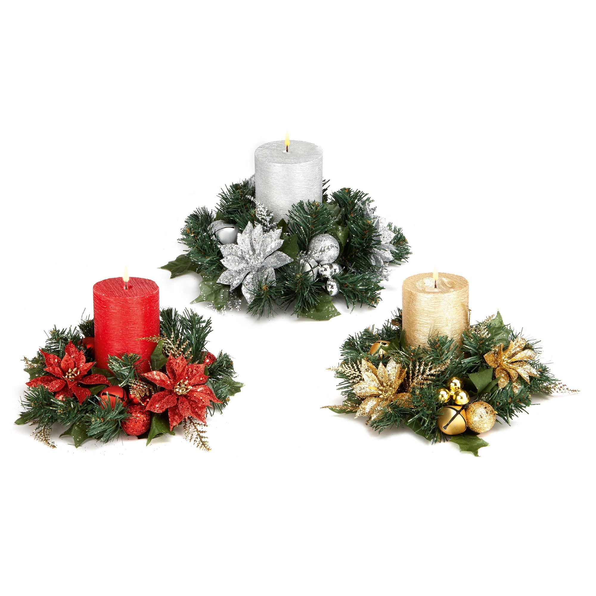 The Tree Company AC127470 Glitter Poinsettia Candle Ring 23cm - Various Colours - Premium Candle Rings from Premier Decorations - Just $8.99! Shop now at W Hurst & Son (IW) Ltd
