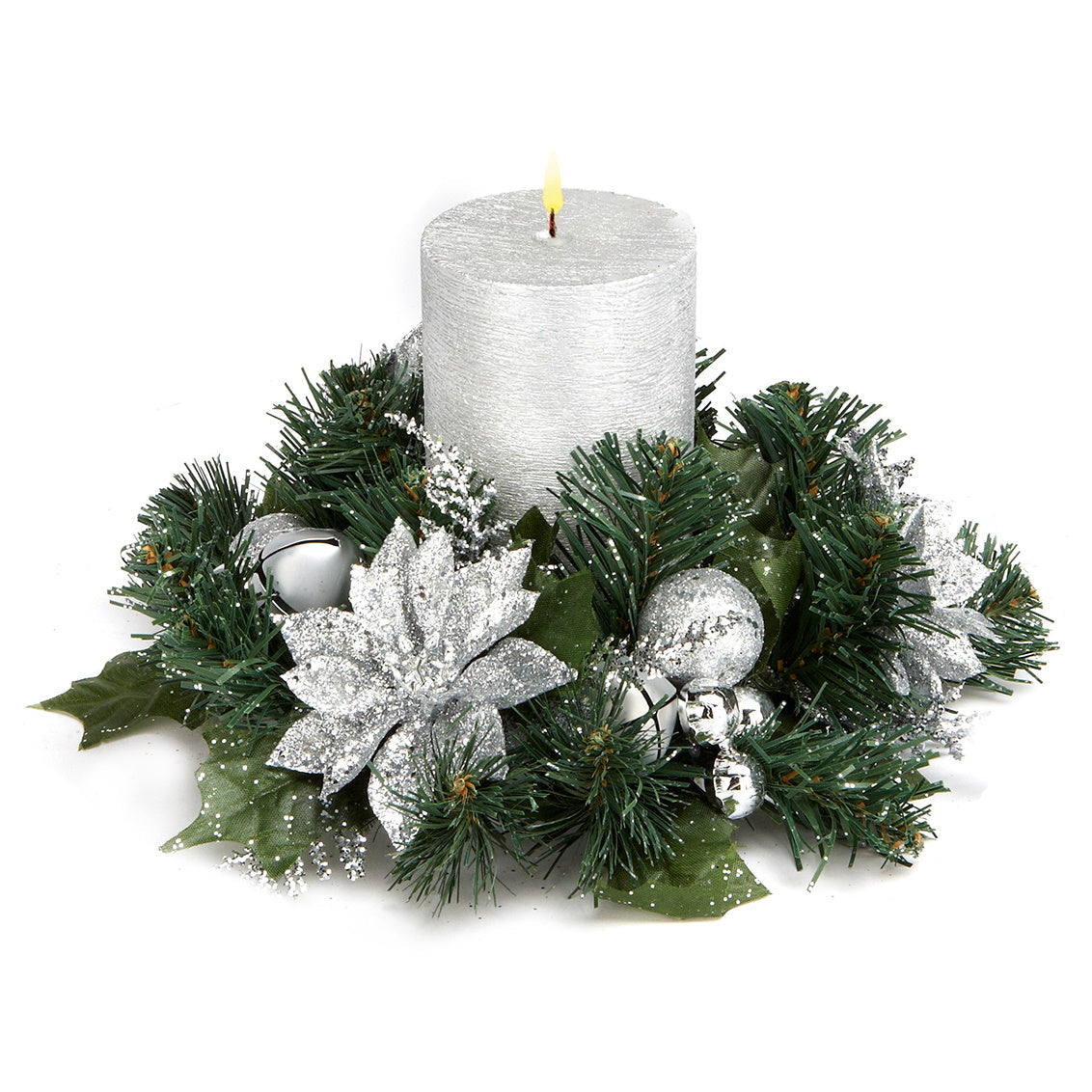 The Tree Company AC127470 Glitter Poinsettia Candle Ring 23cm - Various Colours - Premium Candle Rings from Premier Decorations - Just $8.99! Shop now at W Hurst & Son (IW) Ltd