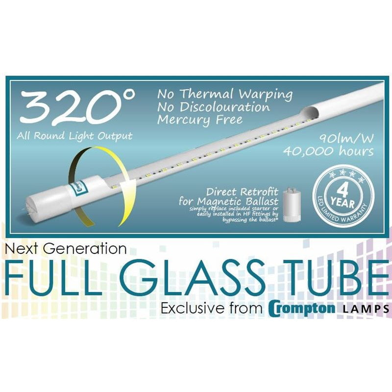 Crompton LFT524CW LED T8 Full Glass Tube 5ft • 24W • 4000K • G13 - Premium T8 from CROMPTON - Just $11.50! Shop now at W Hurst & Son (IW) Ltd