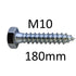 M10 Coach Screws with Hex Head ZP - Various Lengths - Premium M10 Coach Screw from Olympic Fixings - Just $0.32! Shop now at W Hurst & Son (IW) Ltd
