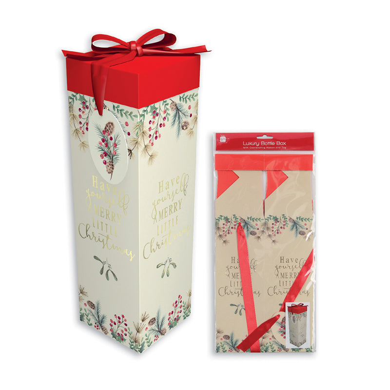 W J Nigh 9DH671 Christmas Foliage Bottle Box - Premium Christmas Giftwrap from Giftmaker - Just $2.95! Shop now at W Hurst & Son (IW) Ltd