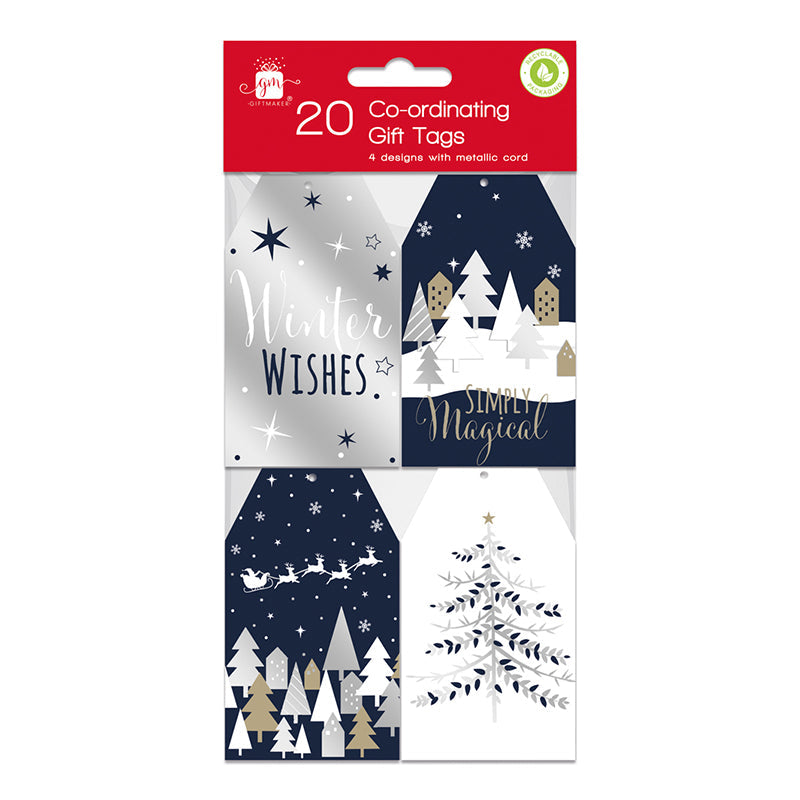 Giftmaker Collection XAMGT1042 Midnight Blue Christmas Gift Tags Pkt20 - Premium Christmas Giftwrap from Giftmaker - Just $1.30! Shop now at W Hurst & Son (IW) Ltd