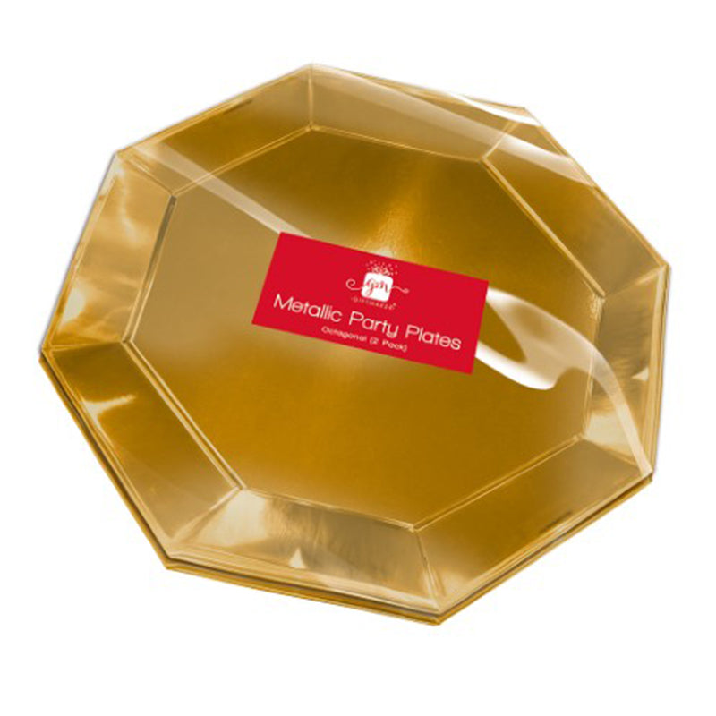 Giftmaker Collection XAMGP613 Gold Metallic Octagonal Plate Pkt2 - Premium Sundry Tableware from Giftmaker - Just $3.70! Shop now at W Hurst & Son (IW) Ltd