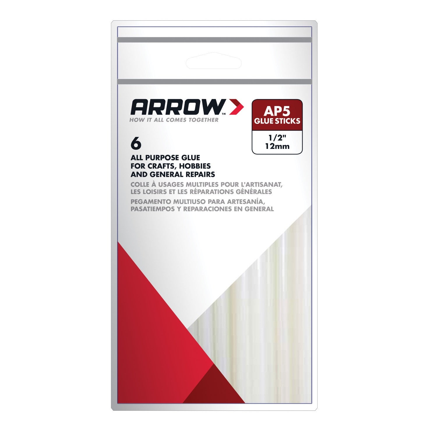 Arrow AP5 All Purpose 4" Clear Glue Sticks Pkt6 - Premium Glue Guns / Sticks from Arrow Fasteners - Just $2.75! Shop now at W Hurst & Son (IW) Ltd