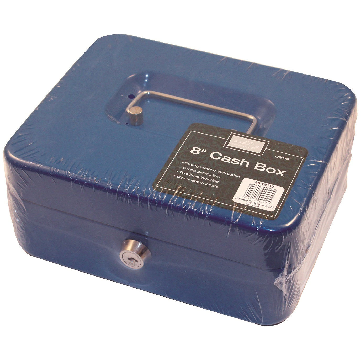 Ashley CB112 Cash Box 8" - Blue or Red Safes HAMBLE Ashley Housewares Brand_Ashley Cash Tin Collections_Safes & Cash Boxes Google Product Hamble Locks Padlocks & Security Locks Padlocks and Security Product Type_Safes Safes Safes & Cash Boxes