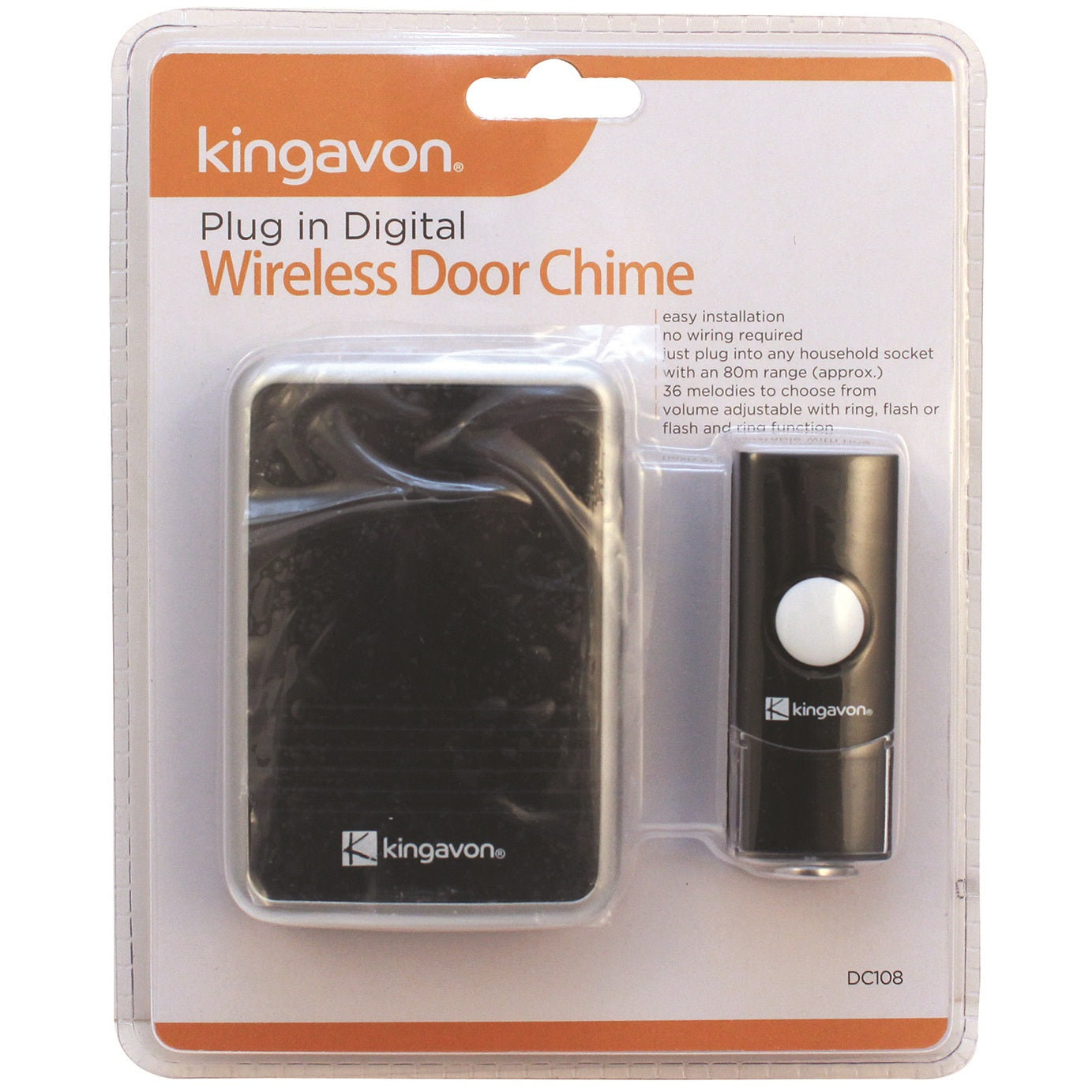 Kingavon DC108 Plug-In Digital Wireless Door Chime Black - Premium Door Bells from HAMBLE - Just $17.5! Shop now at W Hurst & Son (IW) Ltd