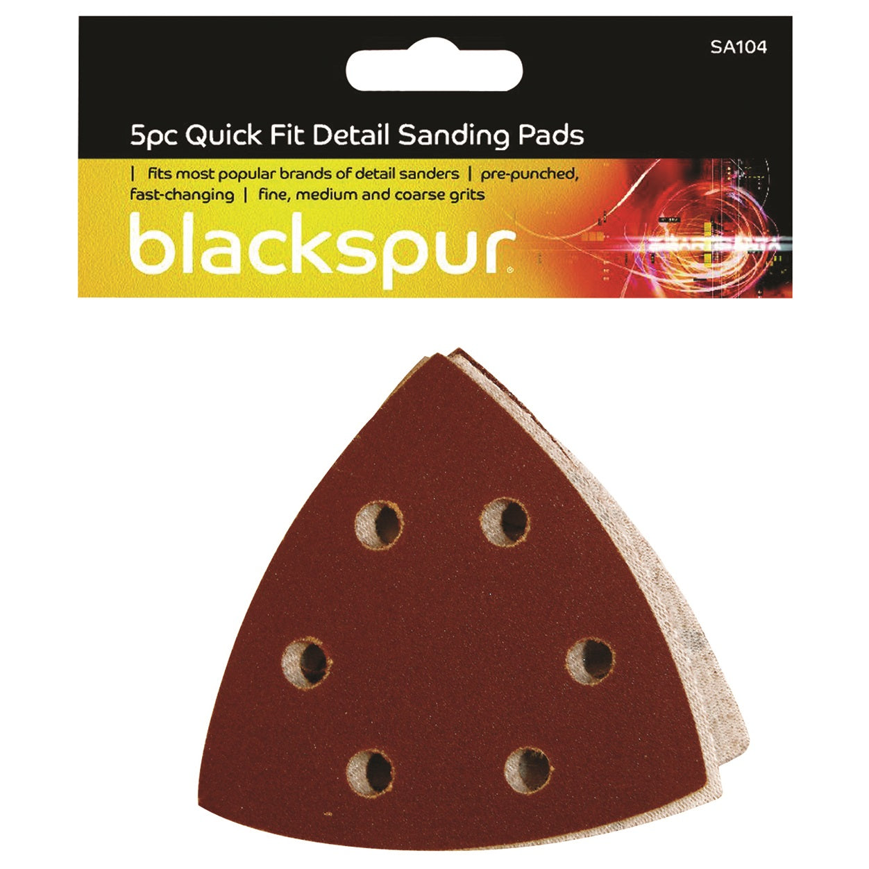 Blackspur SA104 Quick Fit Detail Sanding Pads Pkt5 - Premium Sanding from HAMBLE - Just $1.5! Shop now at W Hurst & Son (IW) Ltd