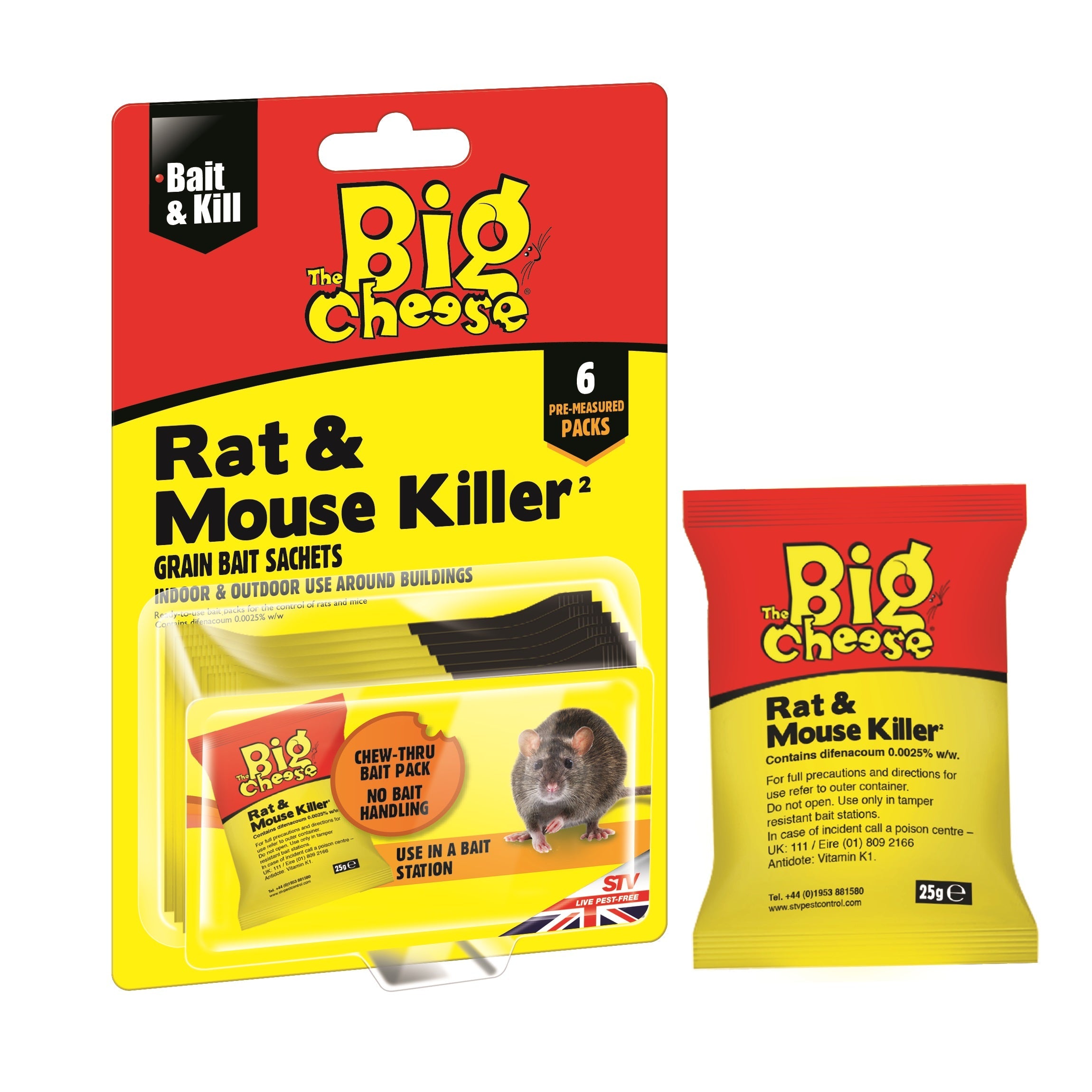 The Big Cheese STV244 Rat &  Mouse Killer Grain Bait 6 x 25g Sachets - Premium Rodent from STV - Just $6.95! Shop now at W Hurst & Son (IW) Ltd