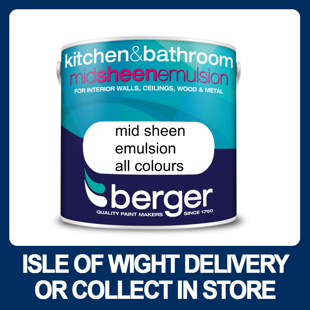Berger Kitchen and Bathroom Midsheen 2.5ltr - Various Colours - Premium Midsheen Emulsion from Berger - Just $25.5! Shop now at W Hurst & Son (IW) Ltd