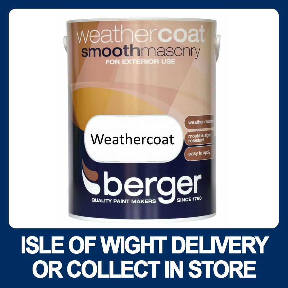 Berger Weathercoat Smooth Masonry Paint 5ltr - Various Colours - Premium Masonry Paint from Berger - Just $27.95! Shop now at W Hurst & Son (IW) Ltd
