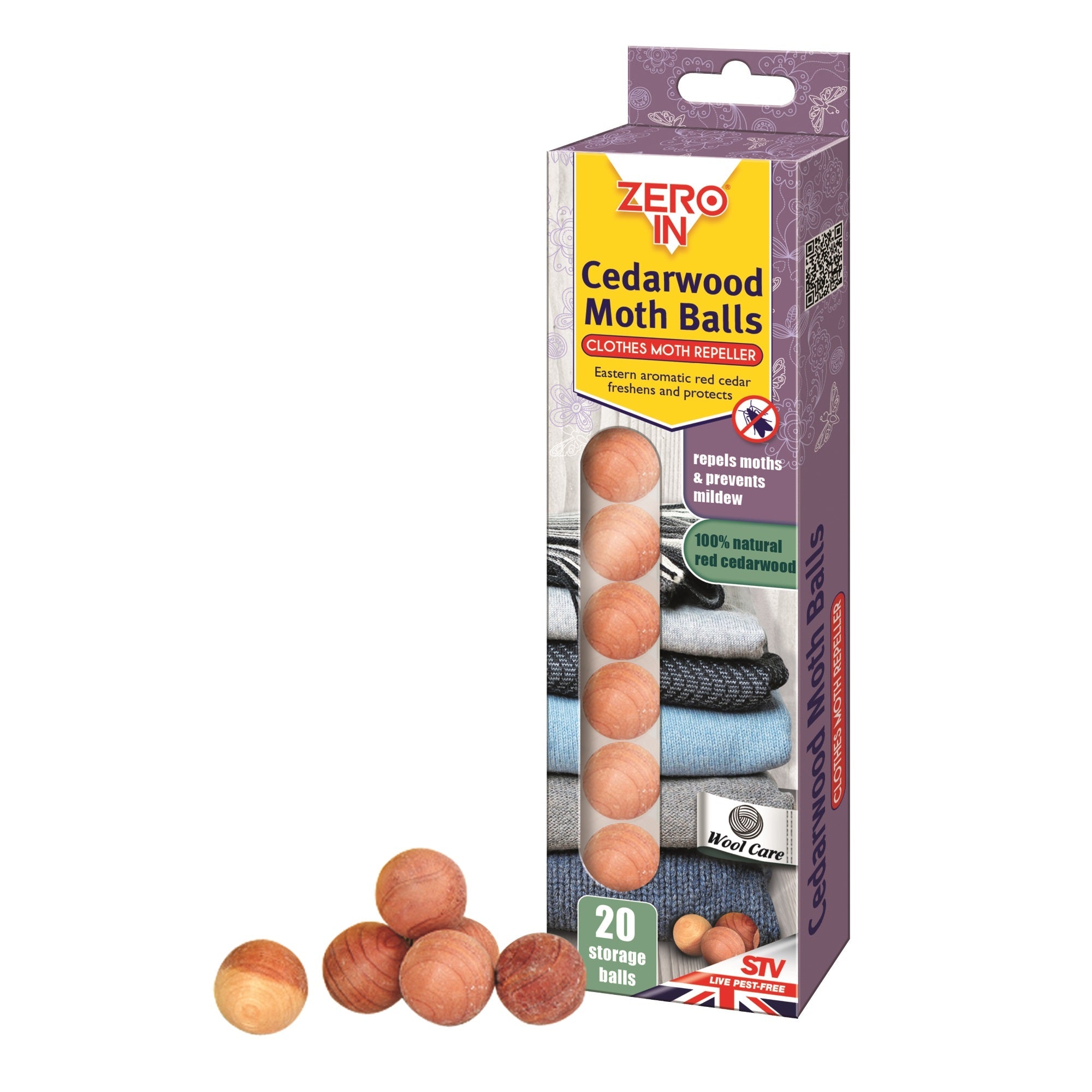 Zero In ZER031 Cedarwood Moth Repeller Balls Pkt20 - Premium Insect from STV - Just $4.49! Shop now at W Hurst & Son (IW) Ltd