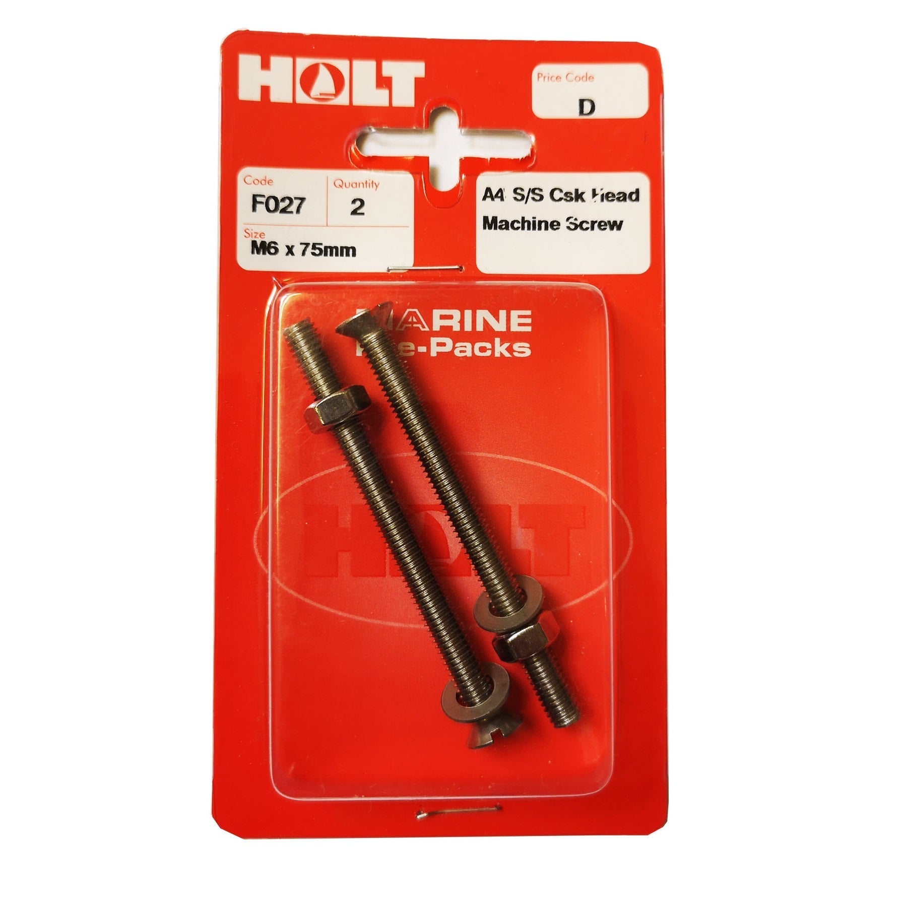 Holt Marine CSK Head Stainless Steel Machine Screws - Various Packs - Premium Countersunk Head Bolts from Holt Marine - Just $5.25! Shop now at W Hurst & Son (IW) Ltd