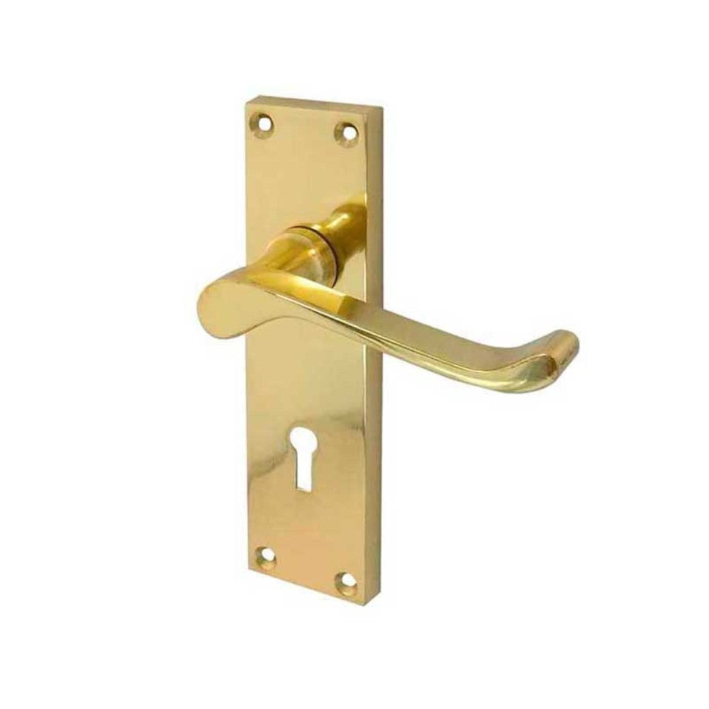 Frelan JV10PB Victorian Scroll Lever Handle Lock Set - Polished Brass - Premium Lever Handles from Frelan Hardware - Just $23.95! Shop now at W Hurst & Son (IW) Ltd