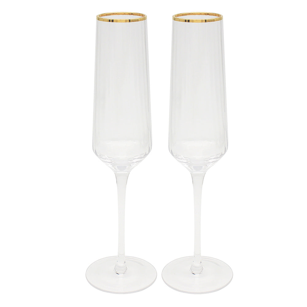 Lesser & Pavey LP49234 Elegance Glassware 2 Flute Glasses - Gold Deco - Premium Drinking Glasses from LESSER & PAVEY - Just $17.99! Shop now at W Hurst & Son (IW) Ltd
