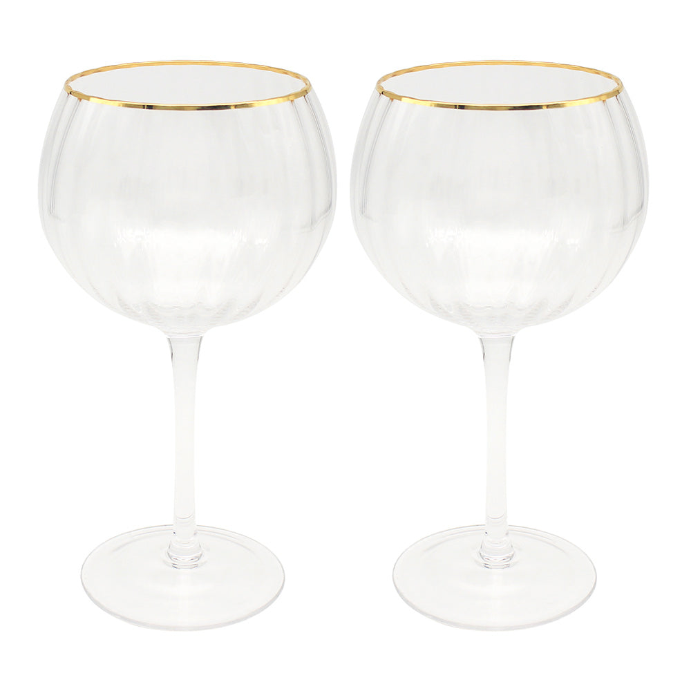 Lesser & Pavey LP49236 Elegance Glassware 2 Gin Glasses - Gold Deco Drinking Glasses LESSER & PAVEY Brand_Lesser and Pavey Collections_Glassware Dining & Tableware Drinking Glasses Glassware Google Product Jan23 Kitchen & Dining Lesser & Pavey Mark.Williams Product Type_Drinking Glasses The Leonardo Collection