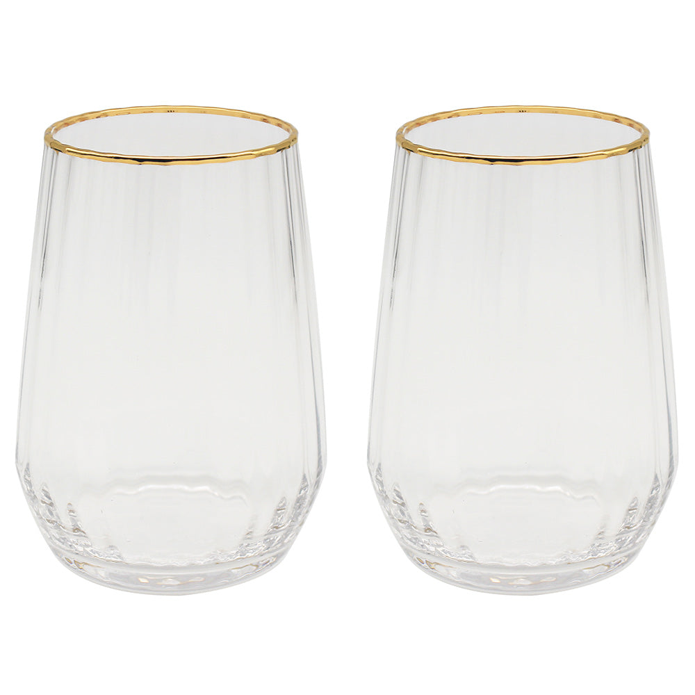 Lesser & Pavey LP49237 Elegance Glassware 2 Stemless Glasses - Gold Deco - Premium Drinking Glasses from LESSER & PAVEY - Just $13.99! Shop now at W Hurst & Son (IW) Ltd