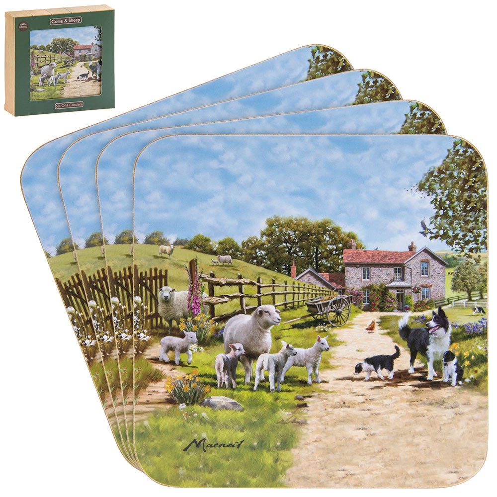 Lesser & Pavey LP94187 Set of 4 Coasters - Collie & Sheep - Premium Coasters from LESSER & PAVEY - Just $2.5! Shop now at W Hurst & Son (IW) Ltd