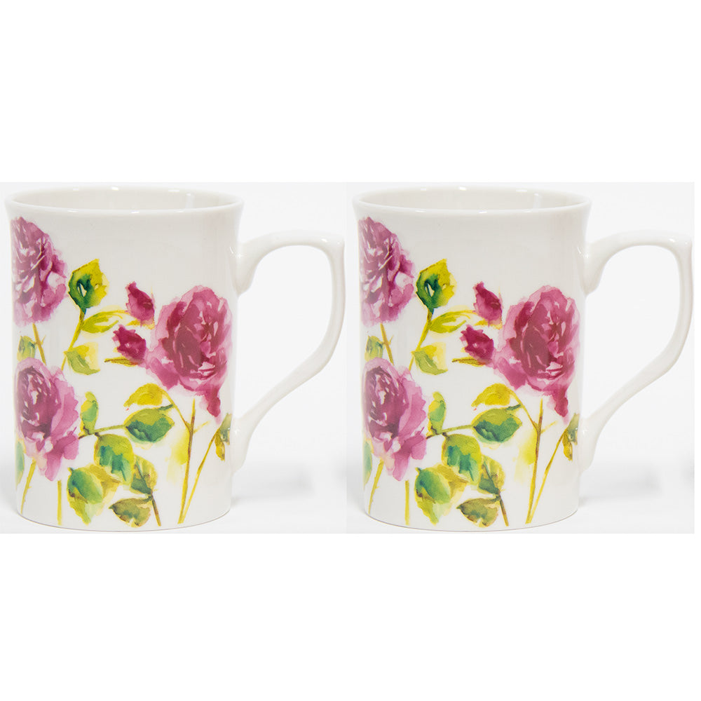 Lesser & Pavey LP95465 Rose Garden Fine China Mugs - Set of 2 - Premium Mugs from LESSER & PAVEY - Just $10.50! Shop now at W Hurst & Son (IW) Ltd