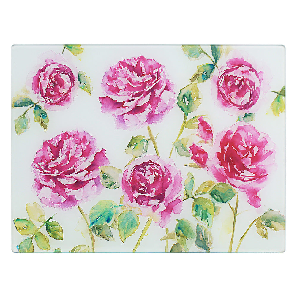 Lesser & Pavey LP95495 Rose Garden Large Glass Worktop Protector - Premium Chopping Boards from LESSER & PAVEY - Just $6.95! Shop now at W Hurst & Son (IW) Ltd