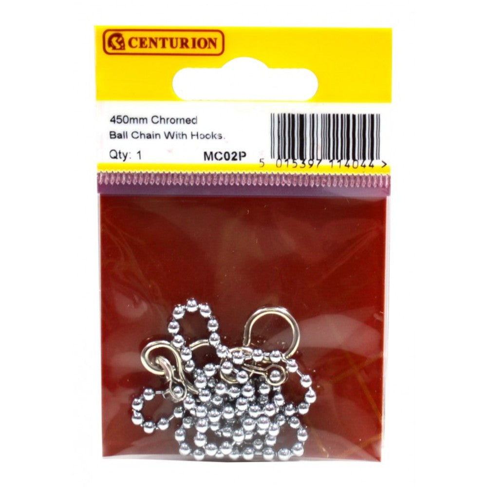 Centurion MC02P Replacement Plug Ball Chain & Hooks -Chrome Plated - 450mm - Premium Plugs / Strainers from Centurion - Just $1.69! Shop now at W Hurst & Son (IW) Ltd