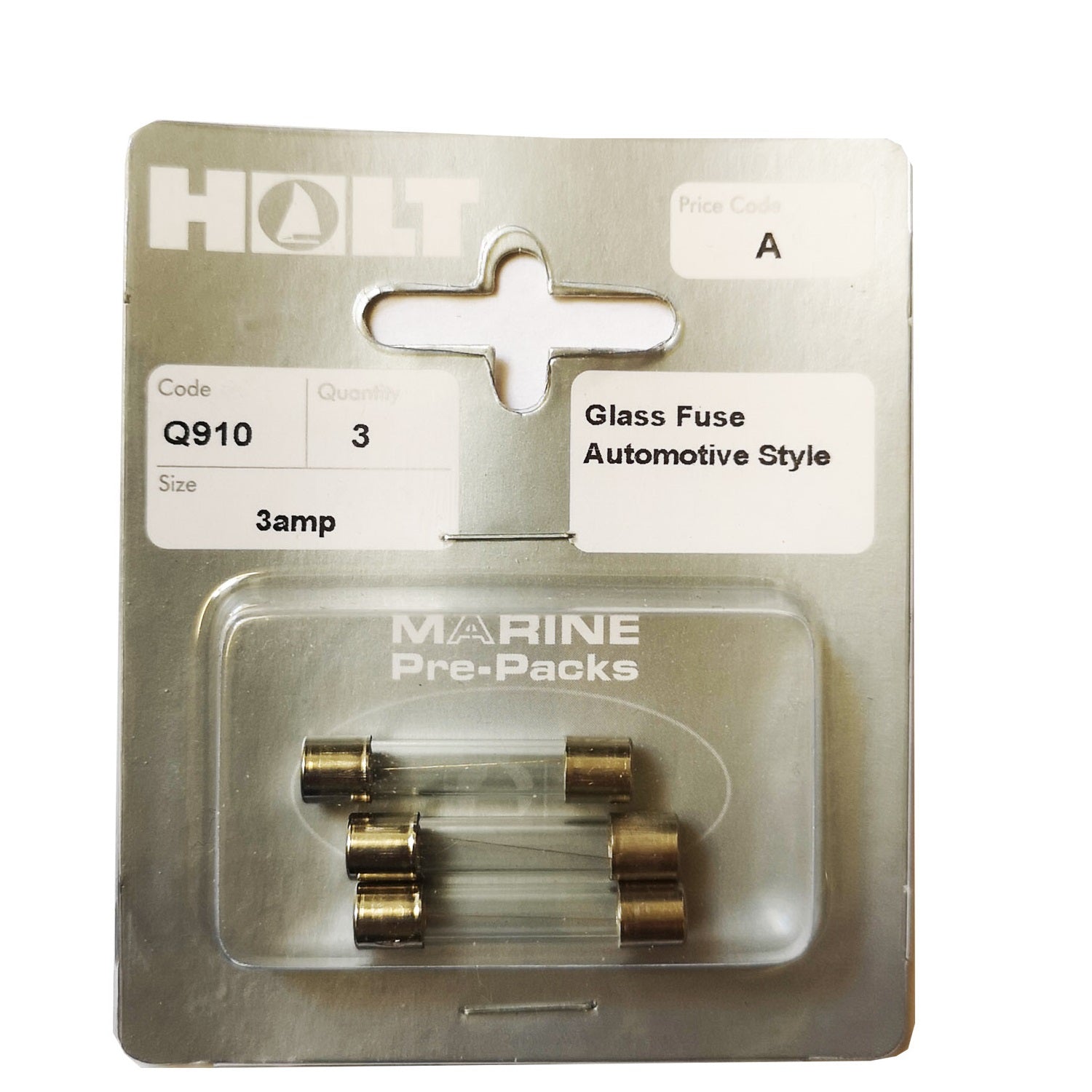 Holt Marine Q910 Automotive Style Glass Fuse Pkt3 - 3amp - Premium Fuses from Holt Marine - Just $1.99! Shop now at W Hurst & Son (IW) Ltd