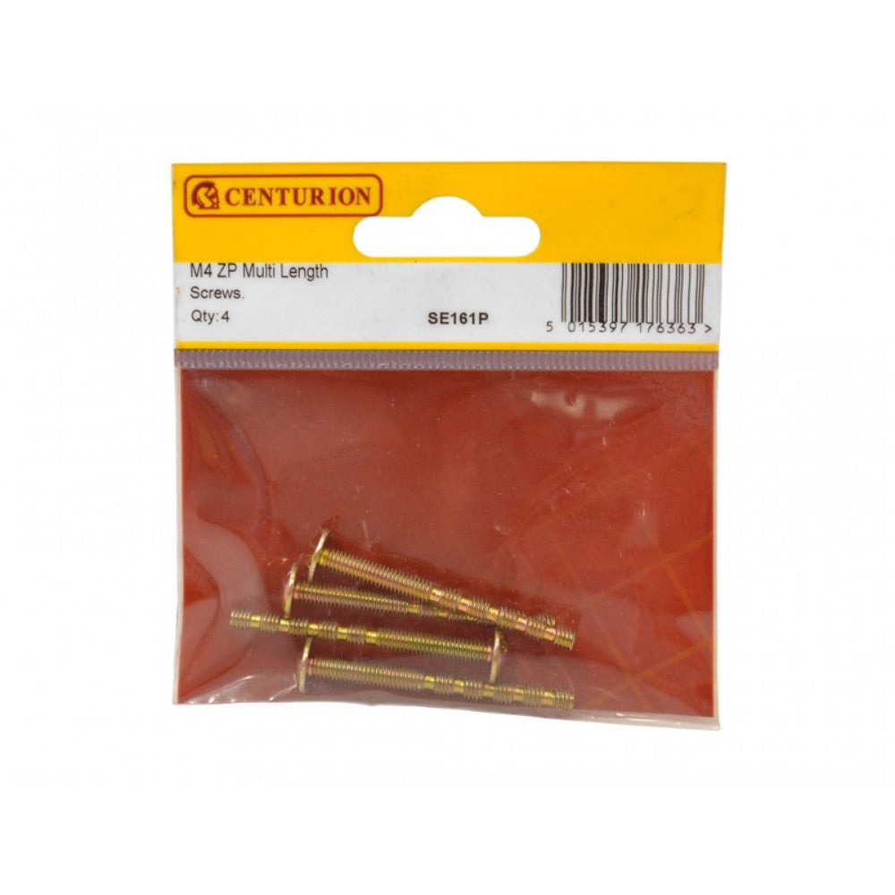 Centurion SE161P M4 Multi Length Machine Screw - Pack of 4 Furniture Screws Centurion Brand_Centurion Centurion Collections_Other Screws Google Product Ironmongery Other Screws Product Type_Furniture Screws Screws & Nails