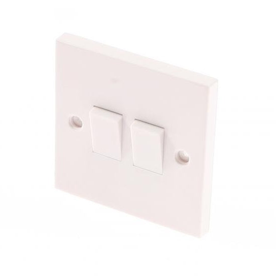 SMJ W22LSC Lightswitch 2 Gang 2 Way - White Switches SMJ Brand_SMJ Collections_Switches Electrical Accessories Electrical Fittings & Fixings Google Product Product Type_Switches SMJ Switches