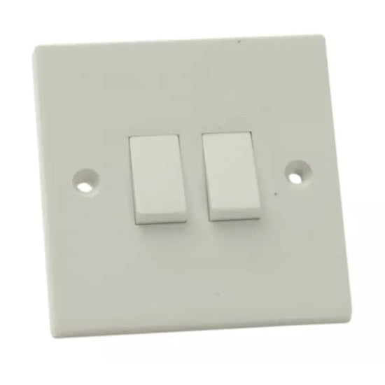 SMJ W22LSC Lightswitch 2 Gang 2 Way - White - Premium Switches from SMJ - Just $2.6! Shop now at W Hurst & Son (IW) Ltd