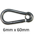 Holt Marine Snap Hook Stainless Steel - Various Sizes 6mm x 60mm - F763 Snap Hooks Holt Marine Brand_Holt Marine Collections_Hooks / Eyes Google Product Holt Marine Hooks & Eyes Ironmongery Product Type_Snap Hooks