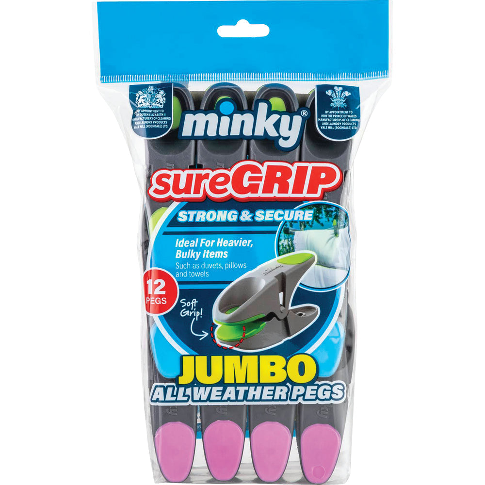 Minky VT86603F10 Jumbo Sure Grip Pegs - Pack of 12 - Premium Pegs from Vale Mill - Just $5.95! Shop now at W Hurst & Son (IW) Ltd