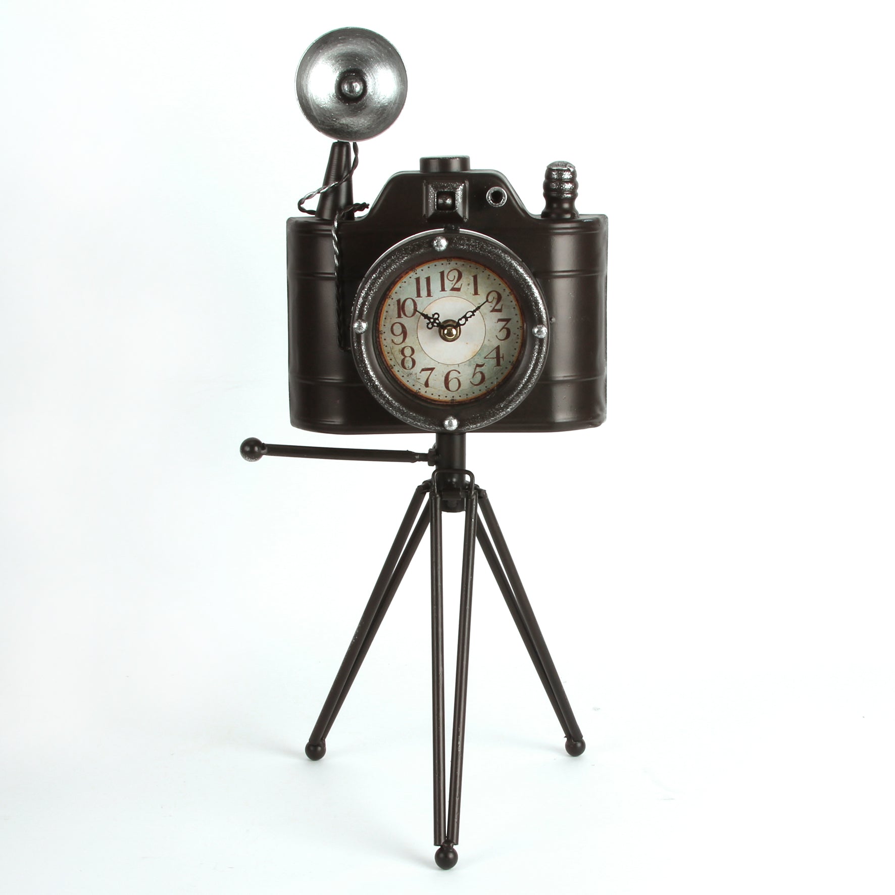 Hometime W2628 Metal Mantel Clock - Camera - Premium Mantel Clocks from Widdop Bingham - Just $39.95! Shop now at W Hurst & Son (IW) Ltd